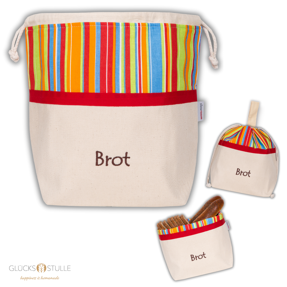 BROTTASCHE 3in1 aus Baumwolle "Sonnig" Motiv Brot