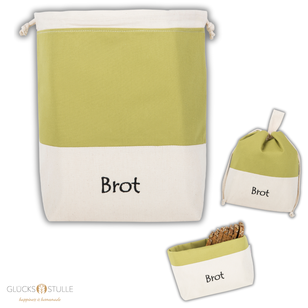 BROTTASCHE 3in1 aus Baumwolle "Olive" Motiv Brot